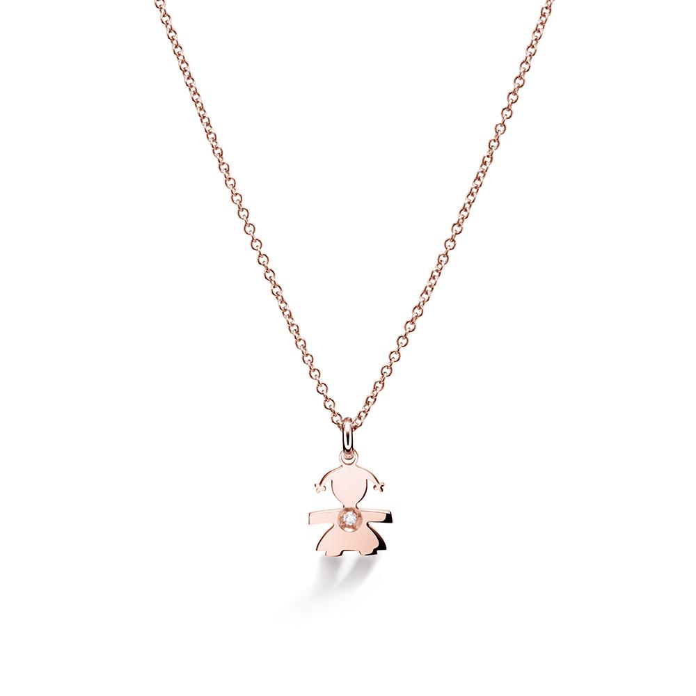 leBebe necklace LBB322 girl shape rose gold diamond ct 0,003 - LE BEBE