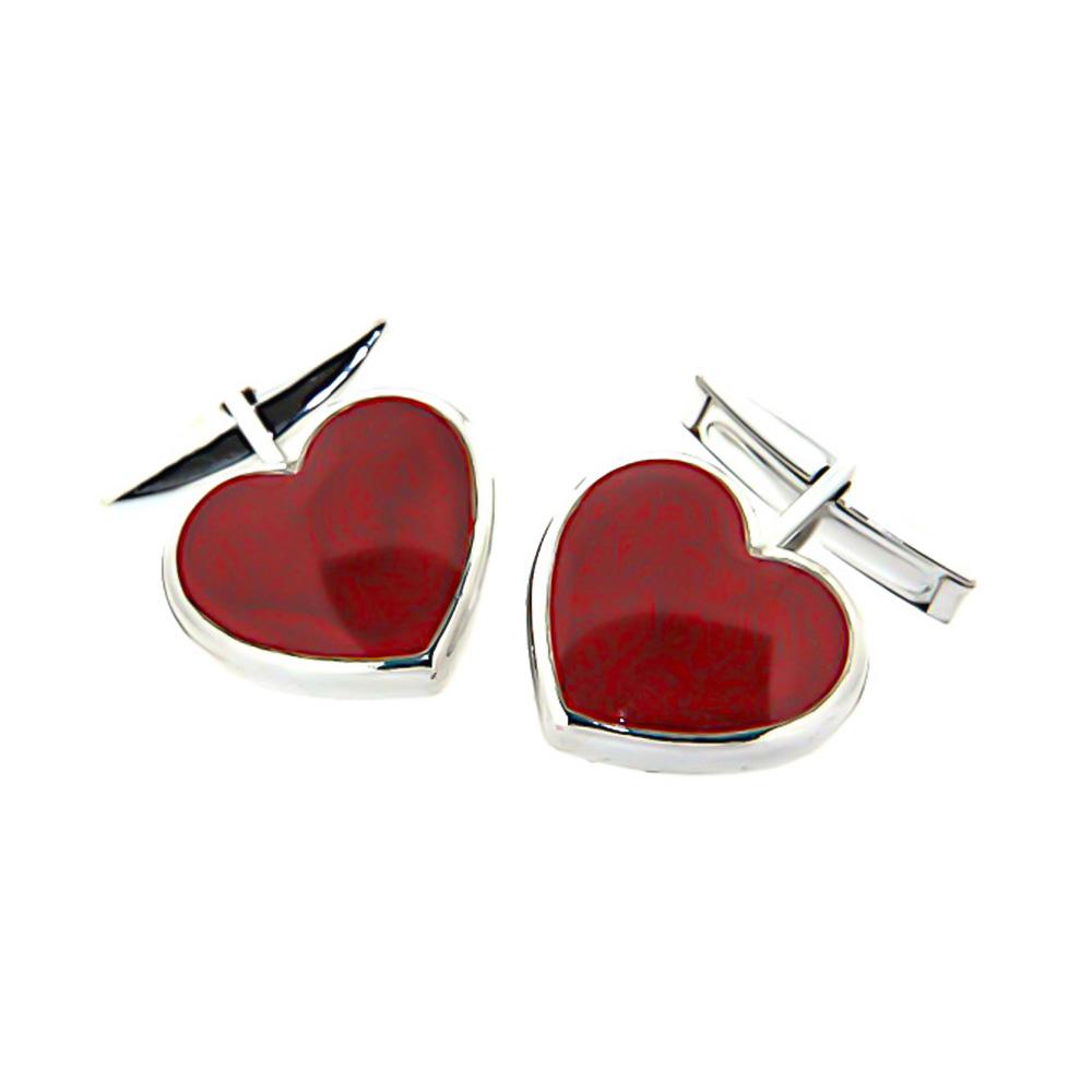 925 Silver Heart Shirt Cufflinks - Handmade - SATURNO