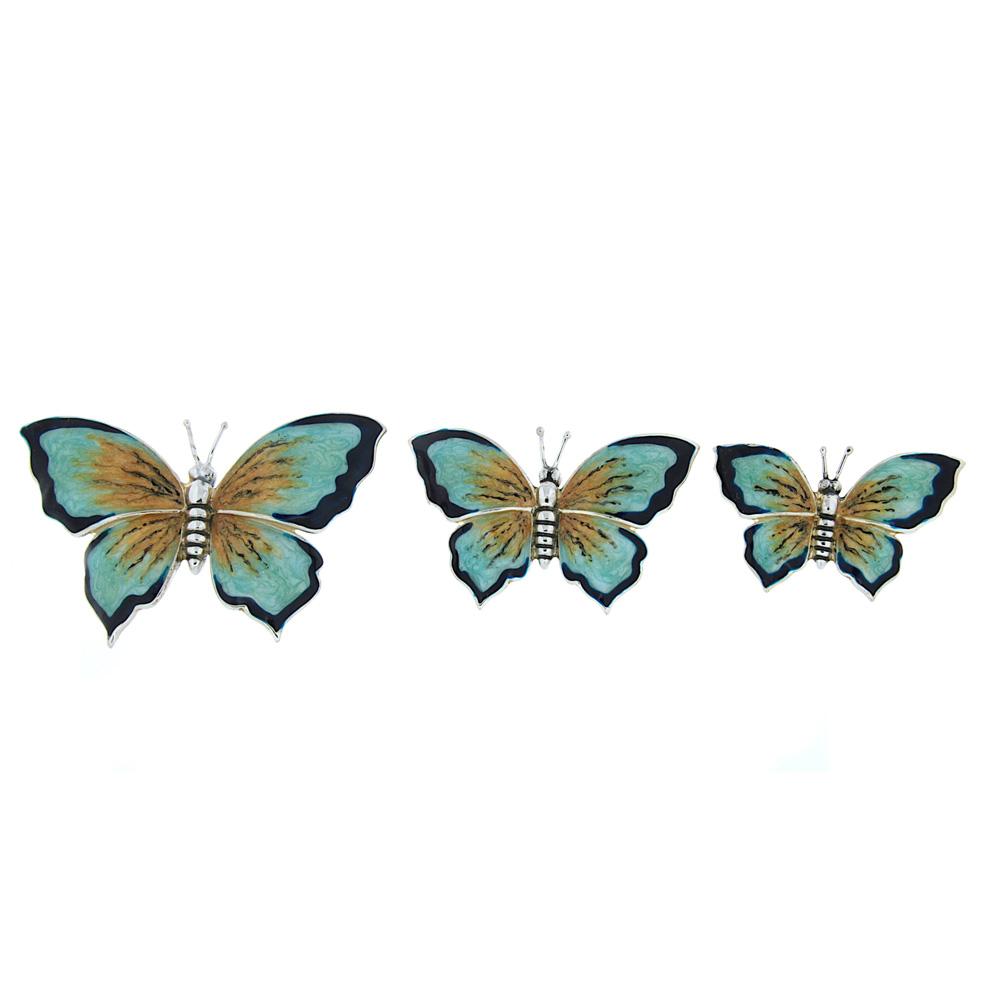 Family of 3 enamel butterflies ornament Saturno ST229 - SATURNO