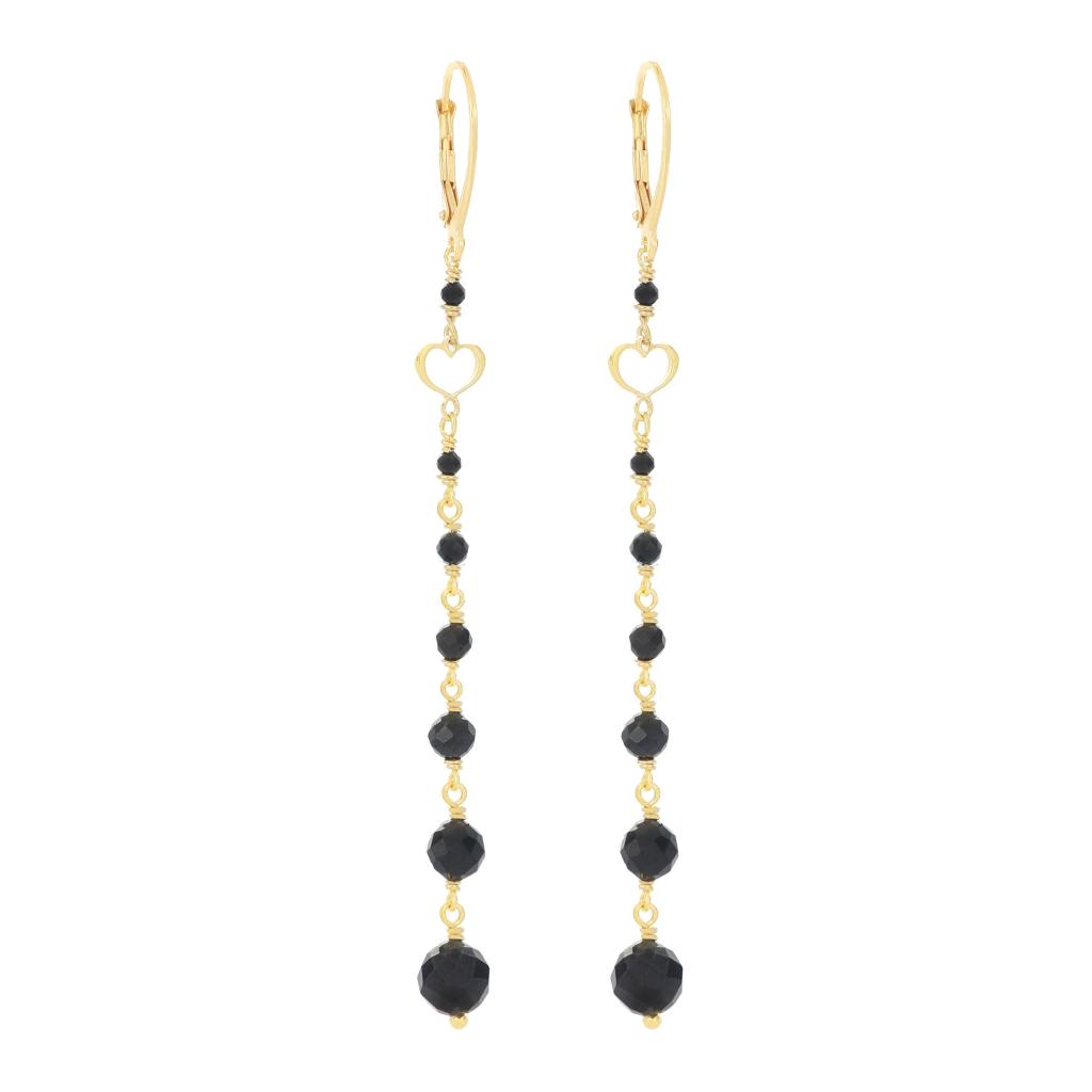 Earrings (pair) heart black spinels scaled Maman et Sophie OROND12RMS - MAMAN ET SOPHIE