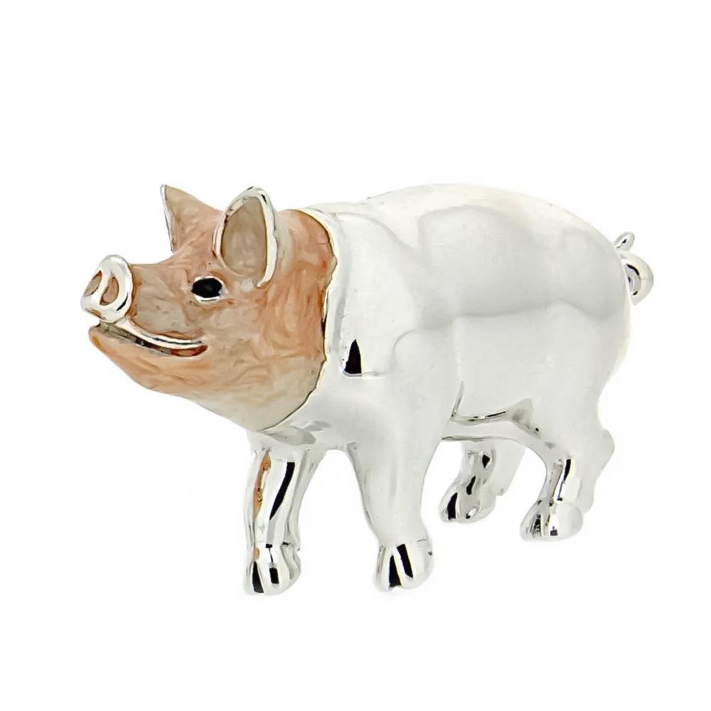 Medium Pig silver ornament Saturno ST153-2 - SATURNO