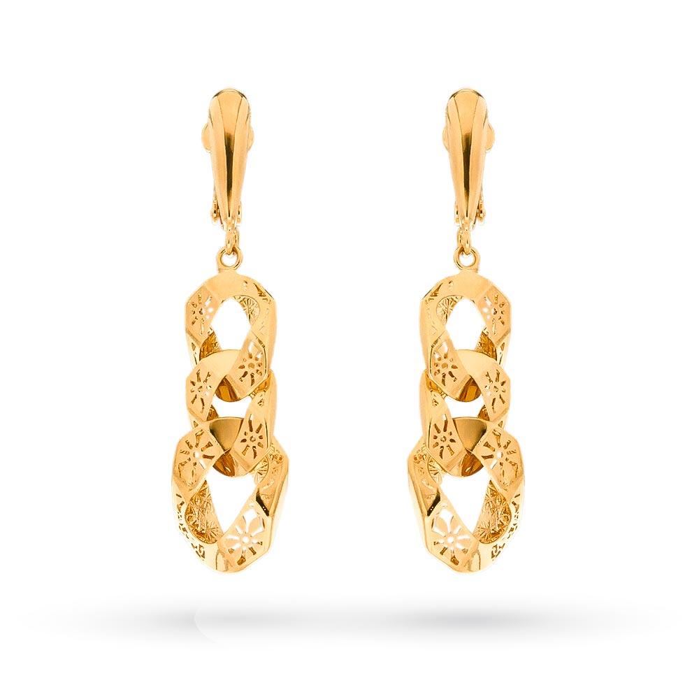 18kt yellow gold curb chain drop earrings - LUSSO ITALIANO