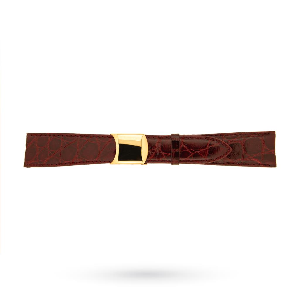 Burgundy crocodile strap 20-16mm deployant buckle - BROS