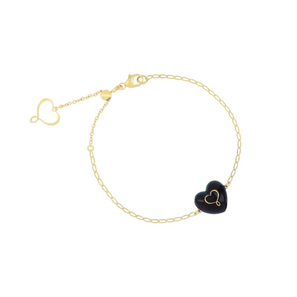 Black enamel heart bracelet Maman et Sophie logo BPBNT2GI - MAMAN ET SOPHIE