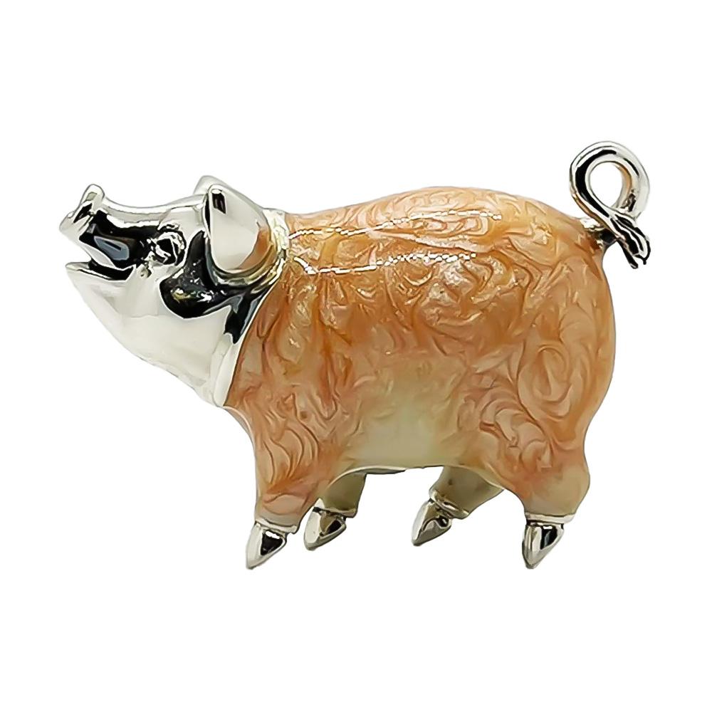 Medium Funny Pig silver ornament Saturno ST122-2 - SATURNO