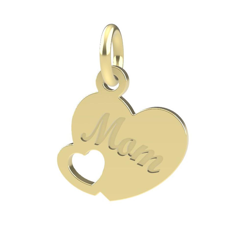 18kt yellow gold Mom Engraved pendant - DEDIE