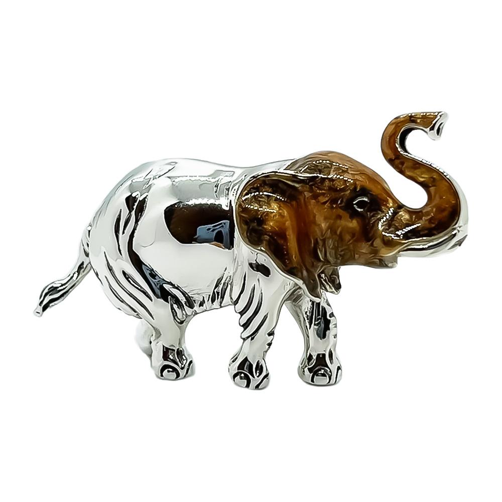 Medium Enamelled Elephant silver ornament Saturno ST144-2 - SATURNO