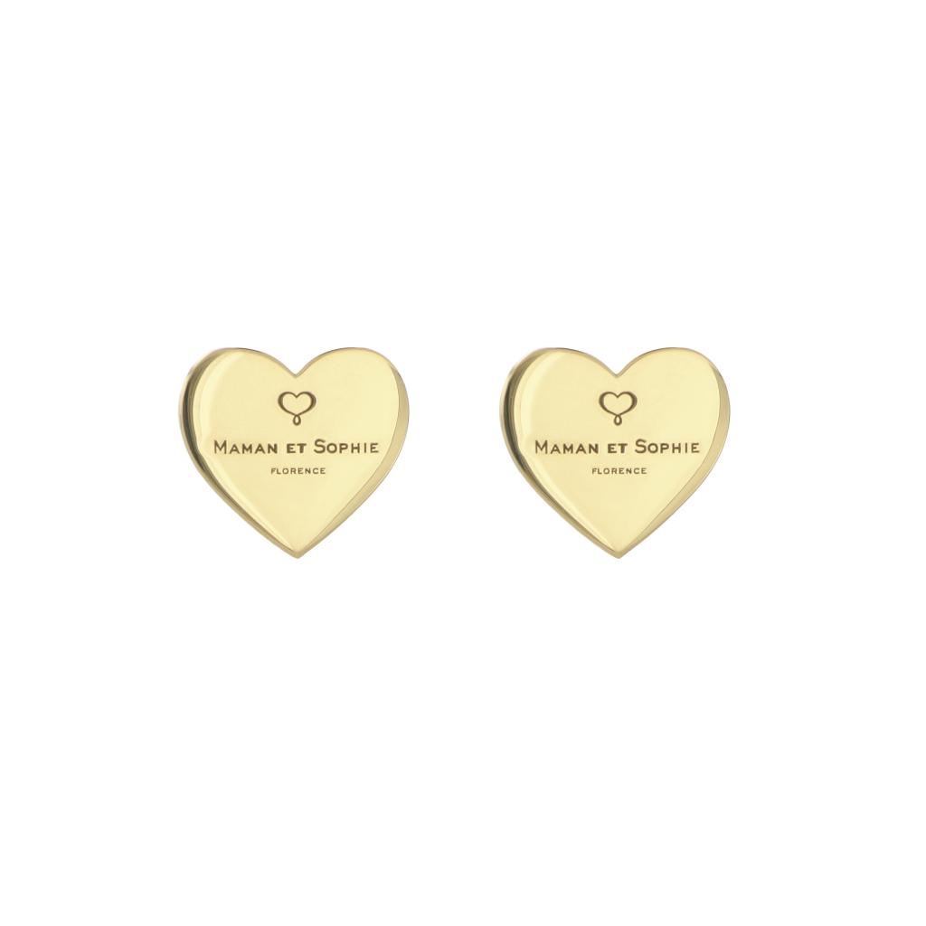 Earrings (pair) heart plate logo Maman et Sophie ORARC42G - MAMAN ET SOPHIE