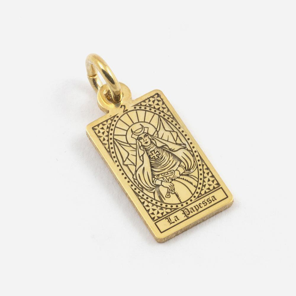 The Popess Tarot Card Pendant in Gold-Plated Silver - NOVE25