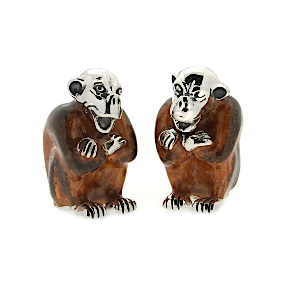 Pair of enameled monkeys silver ornament Saturno ST172 - SATURNO