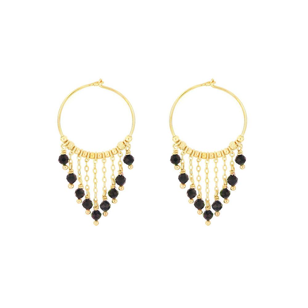 Earrings (pair) black spinel sphere hoops Maman et Sophie ORISF2SPCT - MAMAN ET SOPHIE