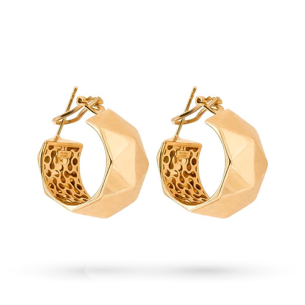 18kt Yellow Gold Hexagon Hoop Earrings - LUSSO ITALIANO