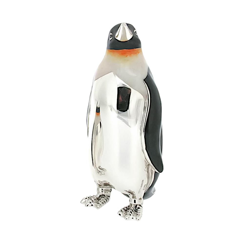 Large enamel penguin silver ornament Saturno ST155-1 - SATURNO