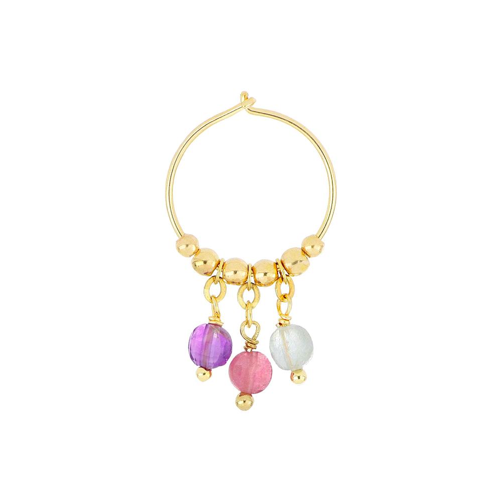 Mixed Stones Mini Hoop Earring - MAMAN ET SOPHIE