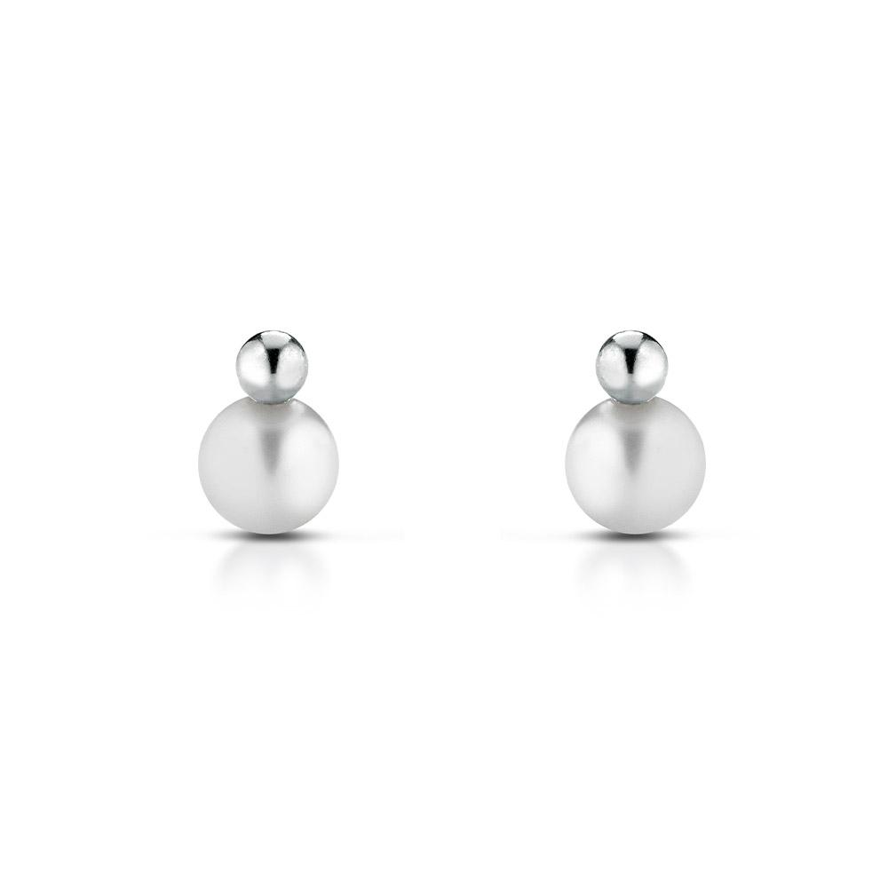 Earrings with fresh water pearl Ø 5,5mm and polished sphere - COSCIA