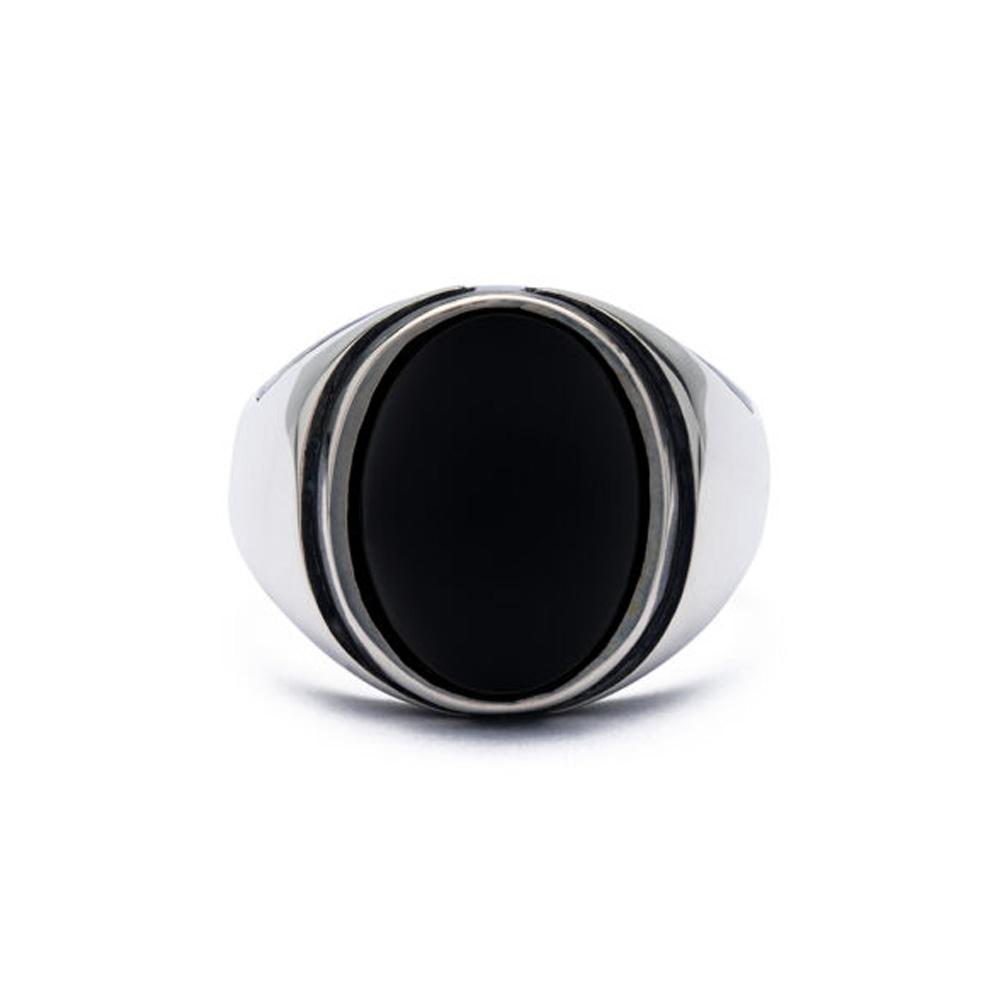 Signet ring 925 silver natural stone onyx 12x16 mm - VALENTINO DI LEONARDO