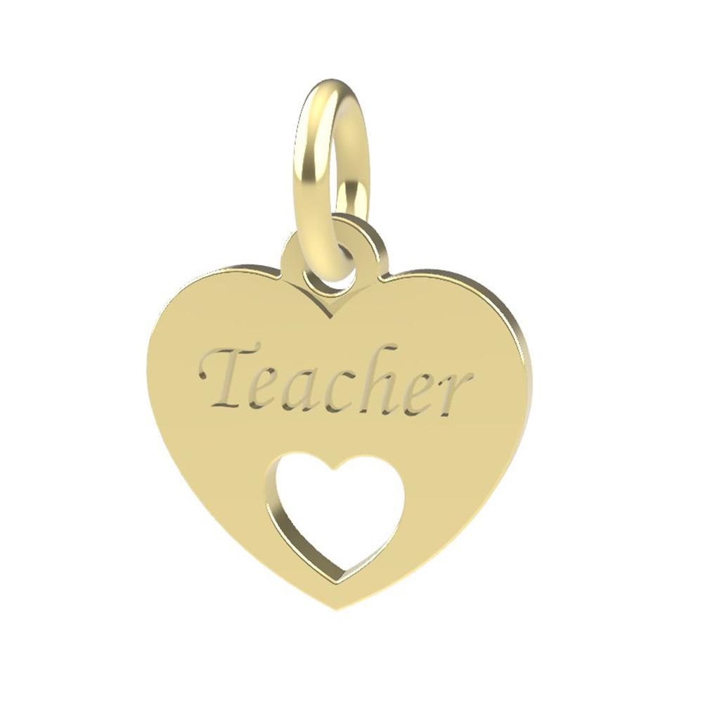 18kt yellow gold Teacher Heart pendant - DEDIE