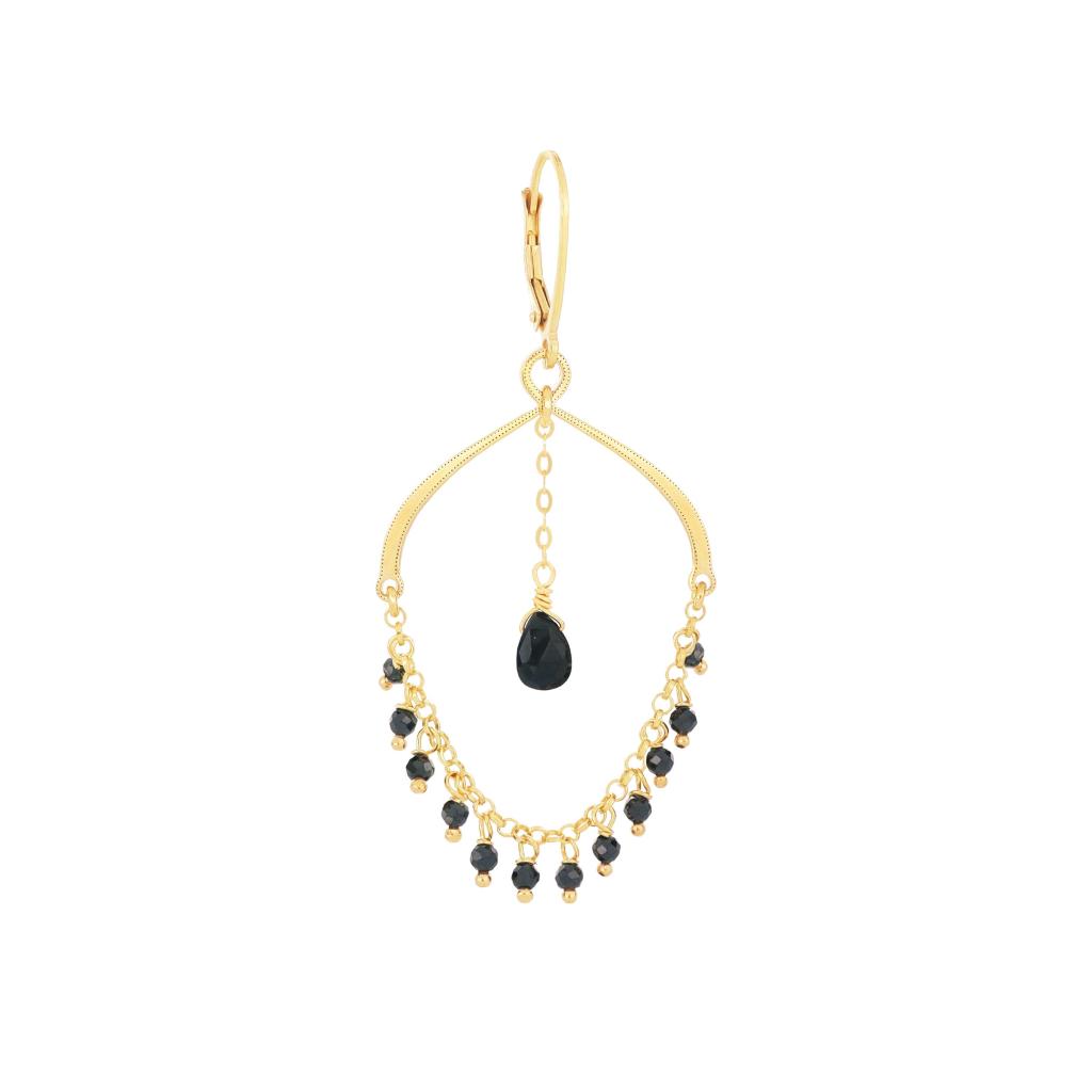 Drop and black spinel sphere pendant earring Maman et Sophie ORFRA1ASP1G - MAMAN ET SOPHIE