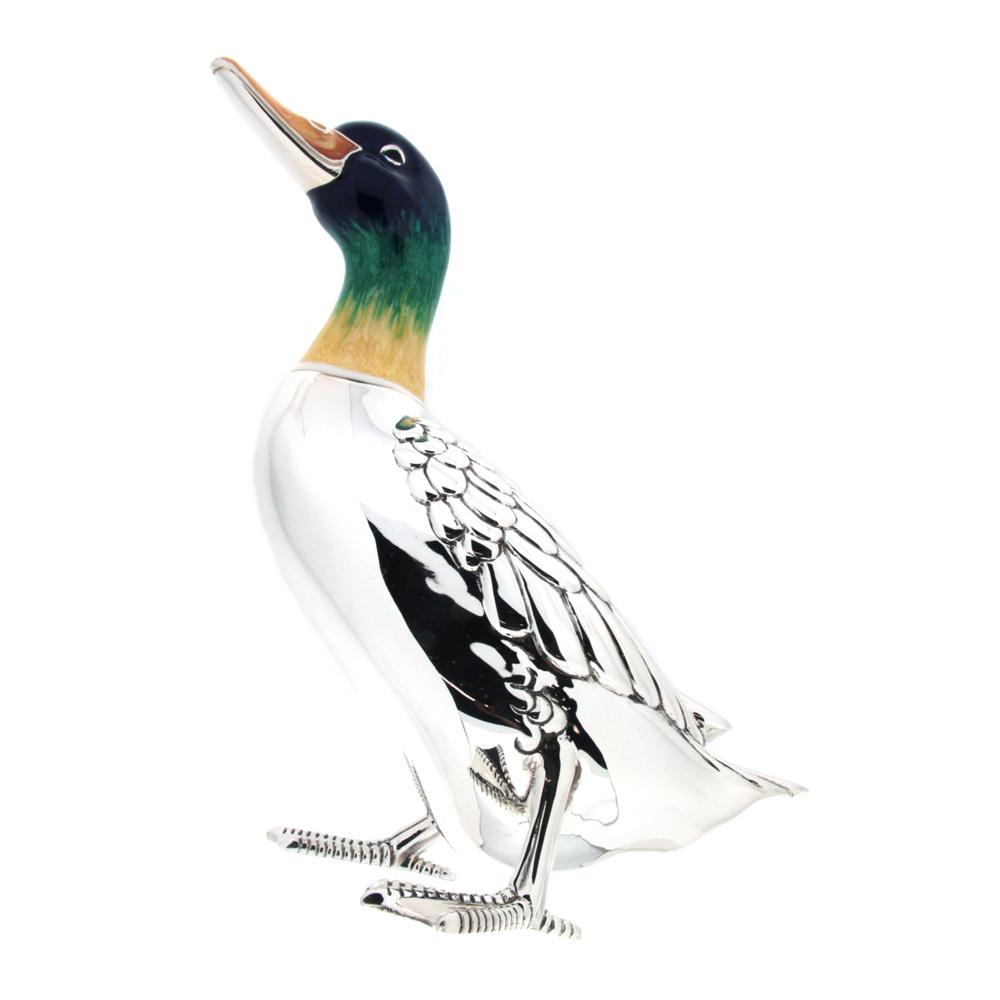 Duck enamelled standing silver ornament Saturno ST101 - SATURNO