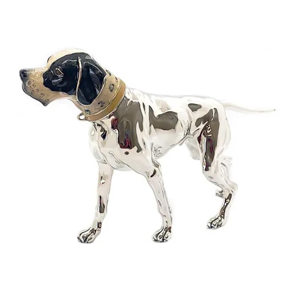 Enameled head pointer dog silver ornament Saturno ST115 - SATURNO