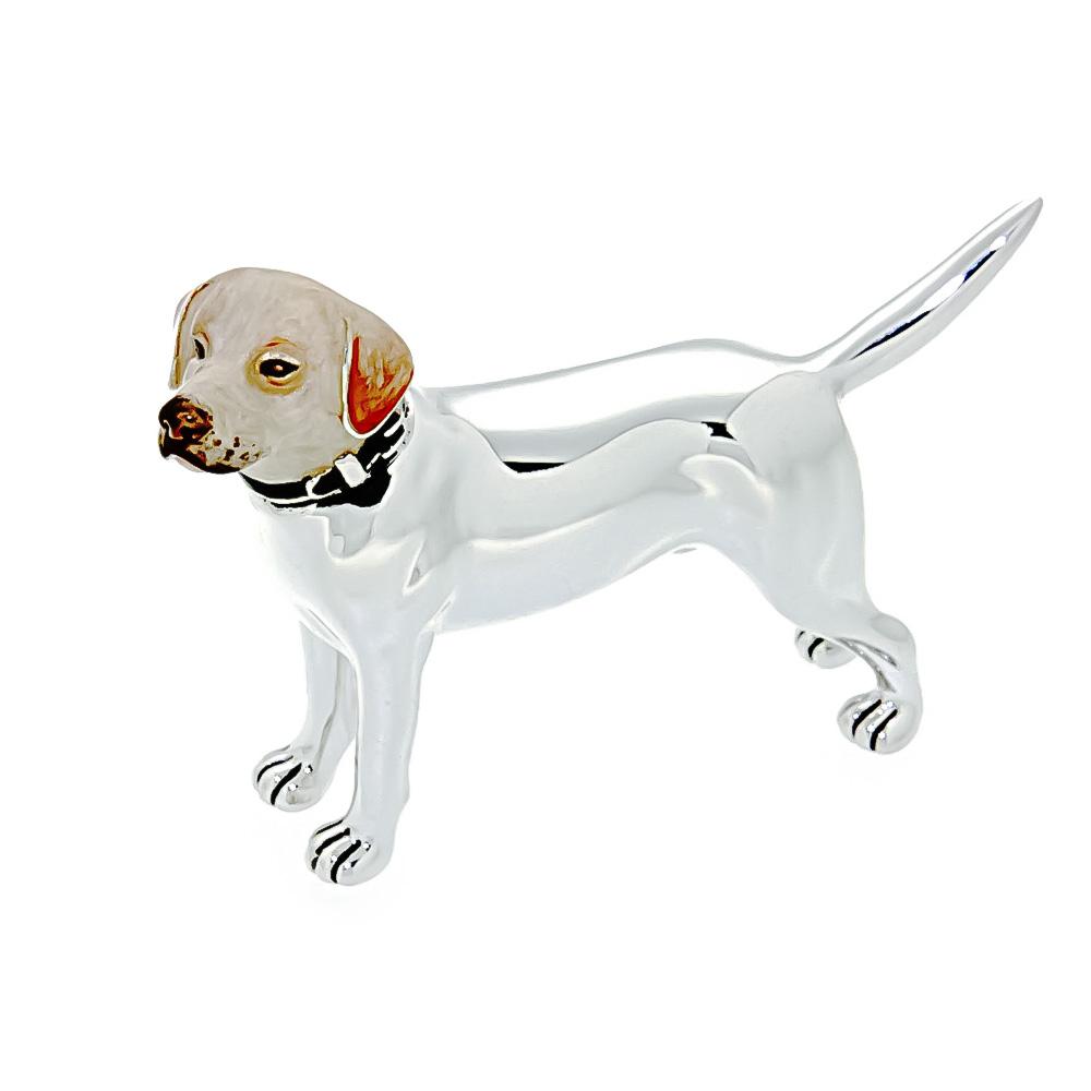 Small Labrador with enamel head silver ornament Saturno ST137 - SATURNO