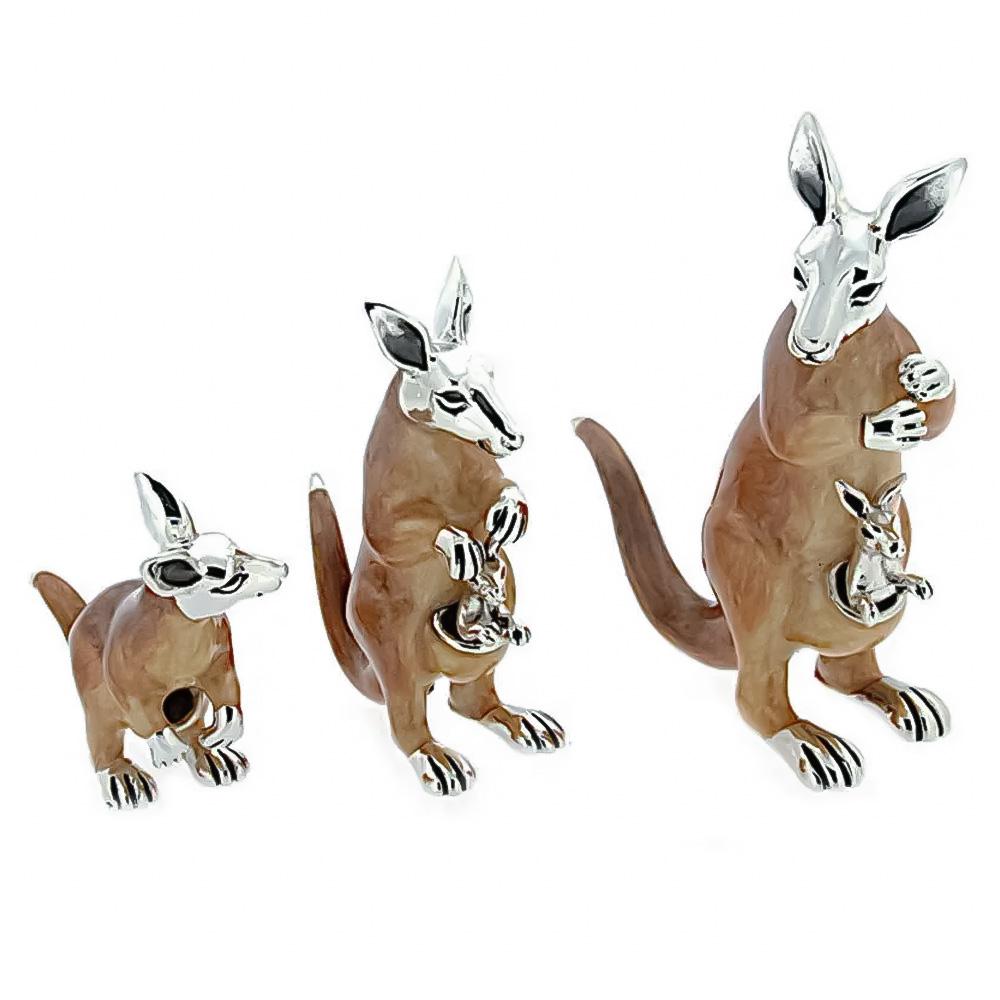 Enamelled Kangaroo Trio silver ornament Saturno ST129 - SATURNO