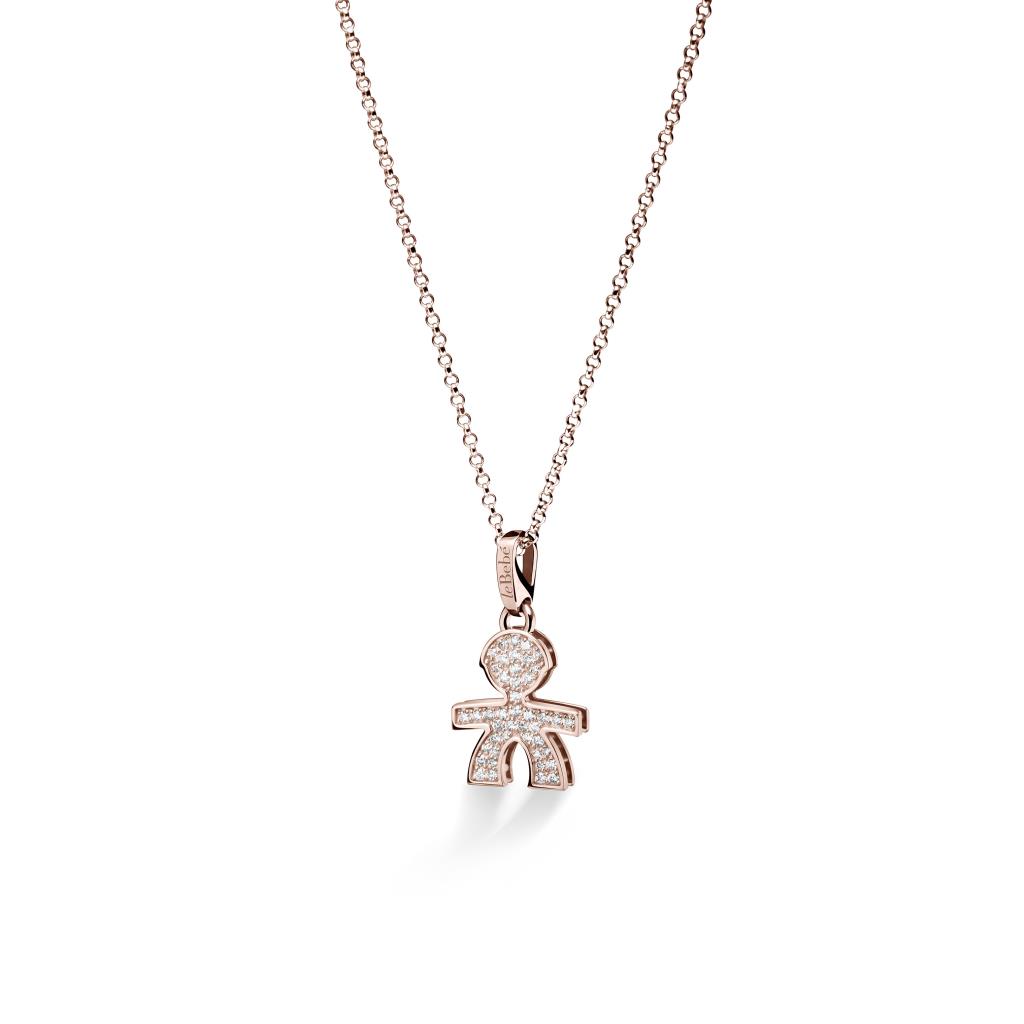leBebe necklace LBB451 child shape pink gold diamonds ct 0,22 - LE BEBE
