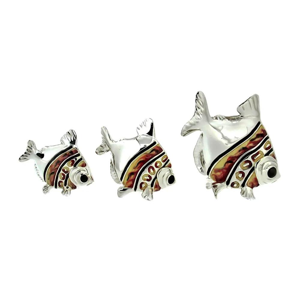 Family of 3 enameled fish ornament Saturno ST19 - SATURNO