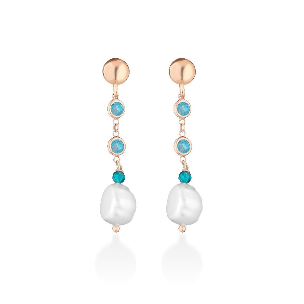 Glamor Earrings LGEA512.1 Silver Pearls Colored Gems - GLAMOUR