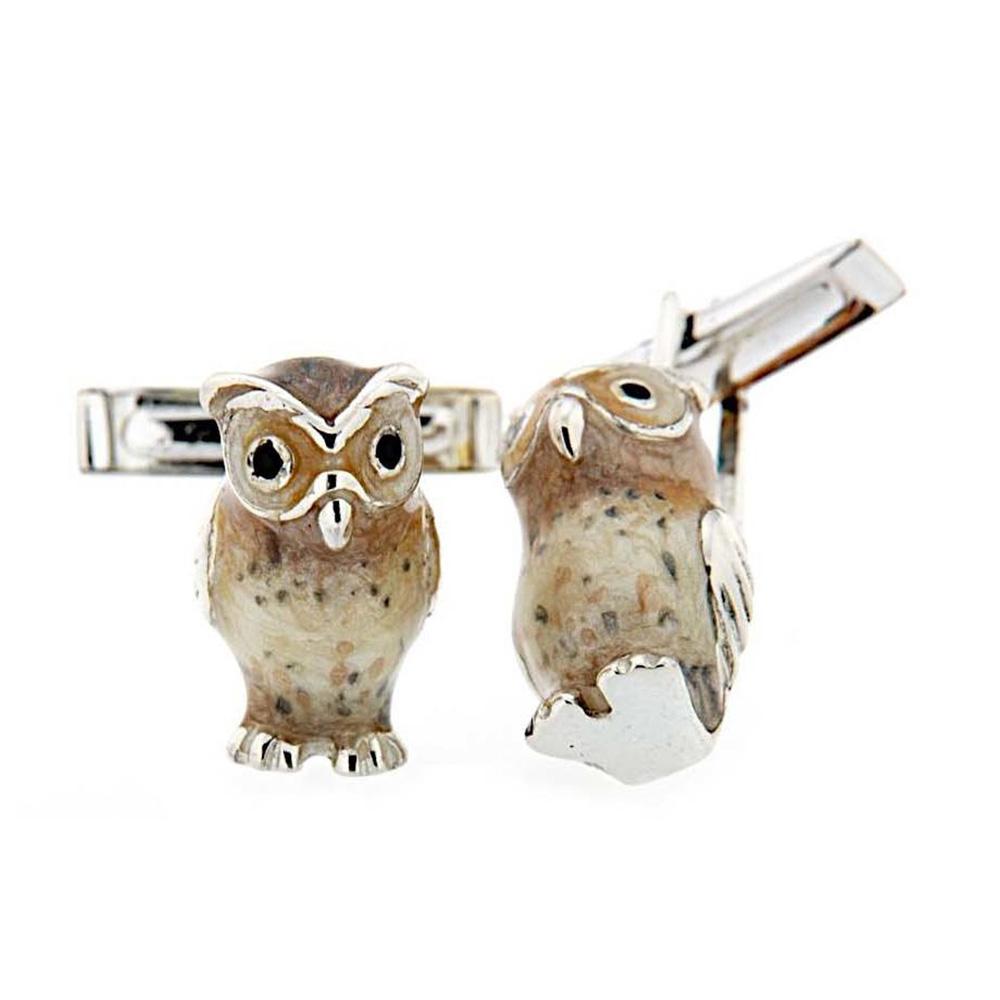 925 Silver Owl Cufflinks - Handmade - SATURNO