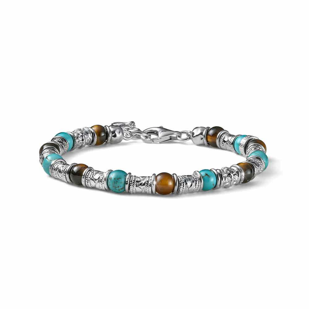 Siena Men's Bracelet Silver Aulite Tiger's Eye 19+3 cm - MARIA CRISTINA STERLING