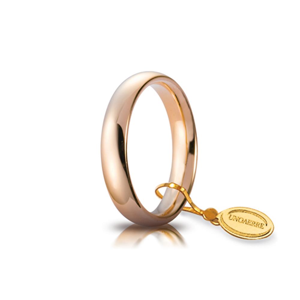 Comfort wedding ring 4.0 mm in rose gold - UNOAERRE