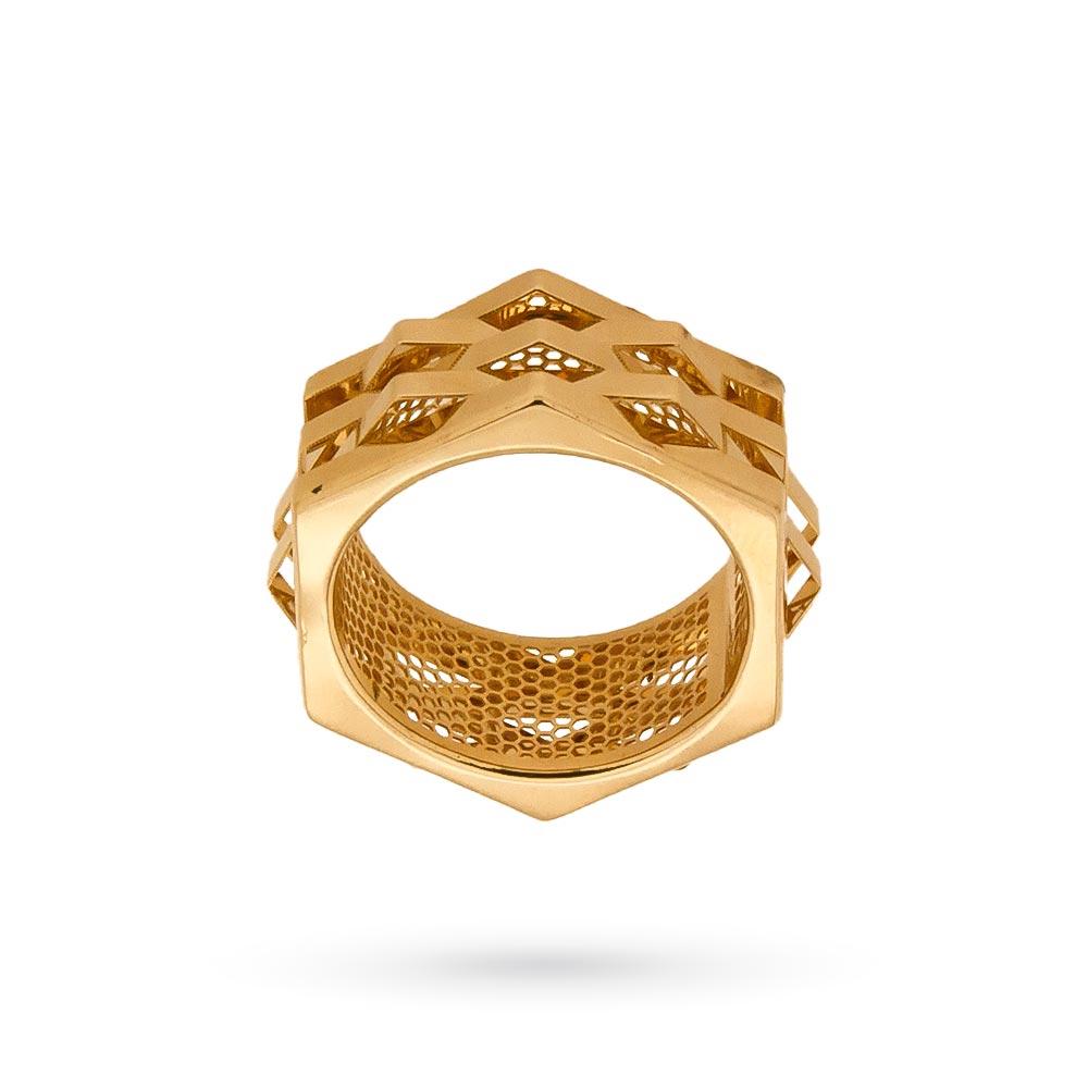 18kt yellow gold 5 hexagon band ring - LUSSO ITALIANO