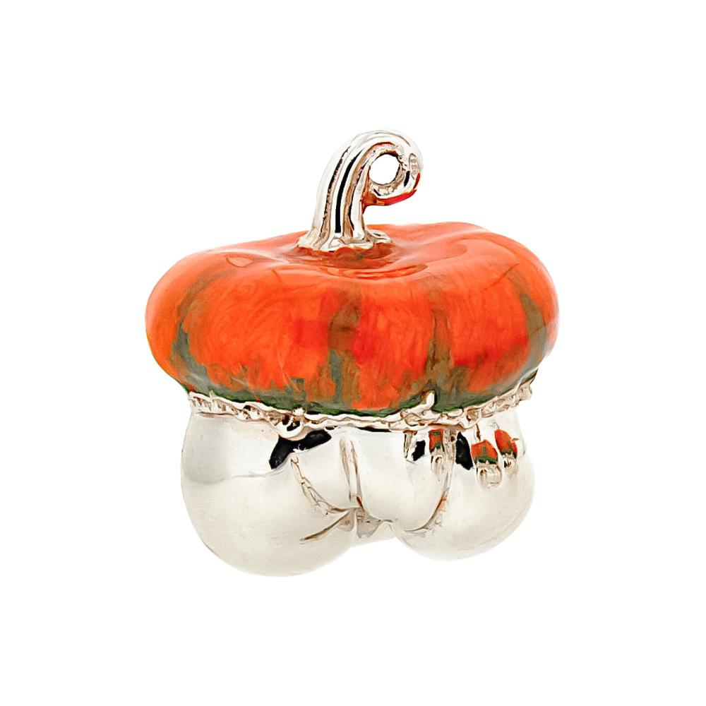 Large glazed pumpkin silver ornament Saturno ST163-1 - SATURNO