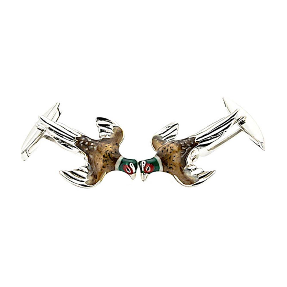 Pheasant cufflinks in 925 silver - handmade - SATURNO