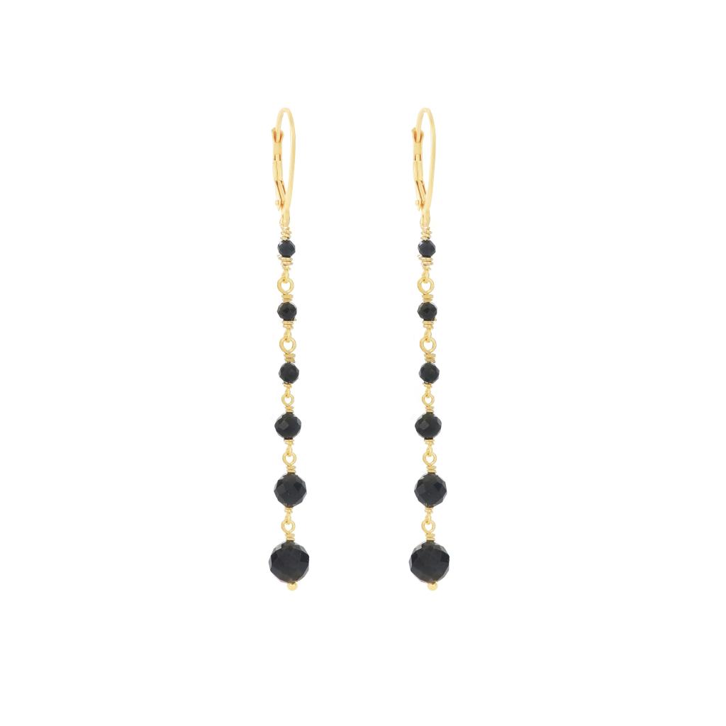 Earrings (pair) heart black spinels scaled Maman et Sophie OROND12R - MAMAN ET SOPHIE