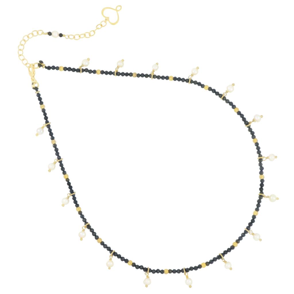 Maman et Sophie GCISF2SPPE Black Spinel and Pearl Choker - MAMAN ET SOPHIE