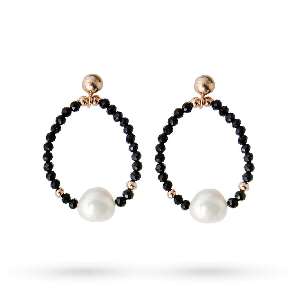 LeLune drop earrings with freshwater pearl and black spinels - GLAMOUR