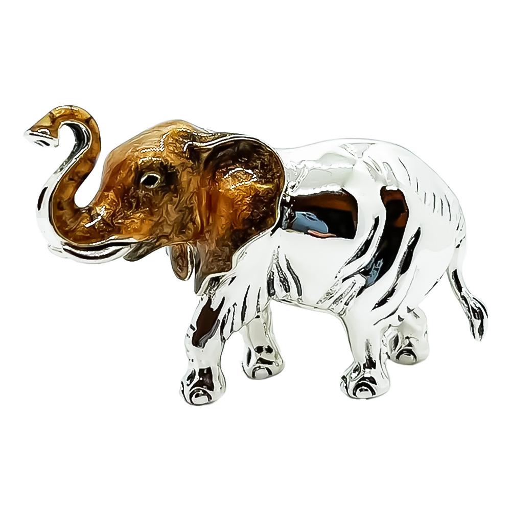 Large Enamelled Elephant silver ornament Saturno ST144-1 - SATURNO