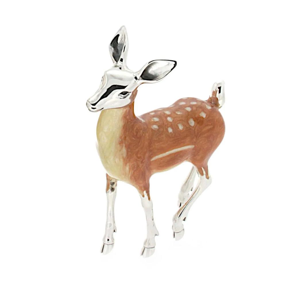 Enamelled small fawn silver ornament Saturno ST104-2 - SATURNO