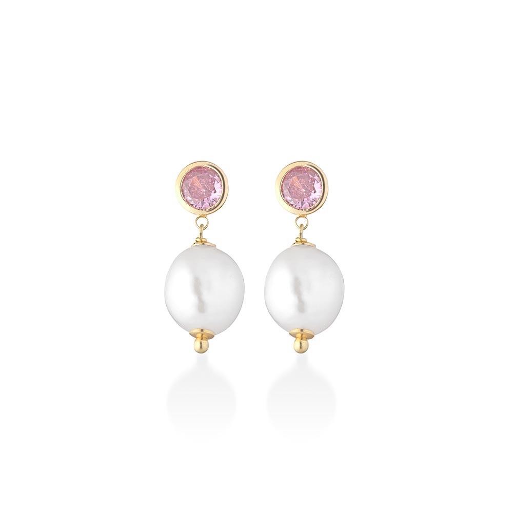 Glamor Earrings LGEA524.2 Silver Pearls Colored Gems - GLAMOUR