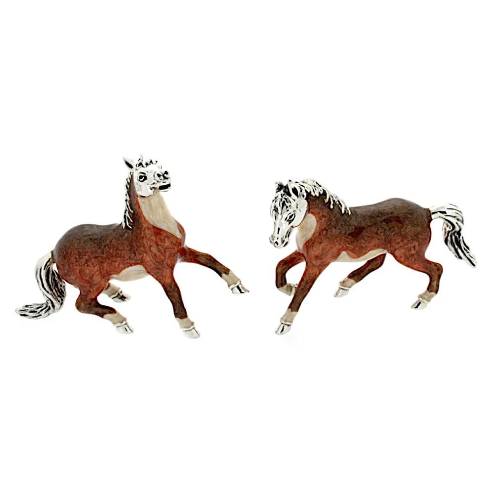 Enamelled horses pair silver ornament Saturno ST110 - SATURNO