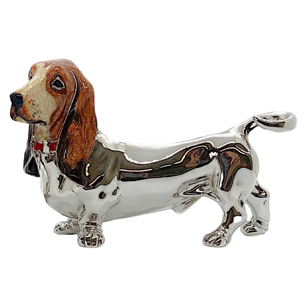 Basset Hound in piedi smaltato soprammobile Saturno ST106-1 - SATURNO