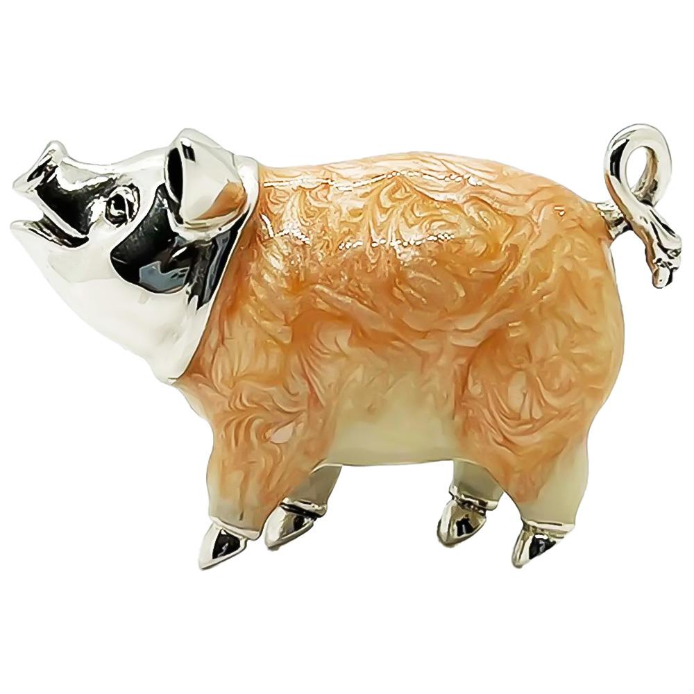 Big Funny Pig silver ornament Saturno ST122-1 - SATURNO