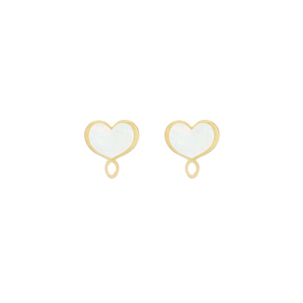 Earrings (pair) white mother-of-pearl hearts Maman et Sophie ORMES4MPB - MAMAN ET SOPHIE