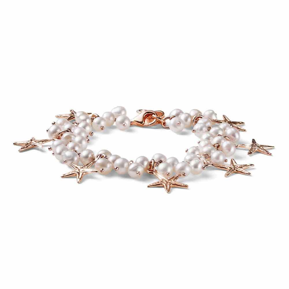 Bracciale donna Elba stelle marine argento rosa e perle - MARIA CRISTINA STERLING