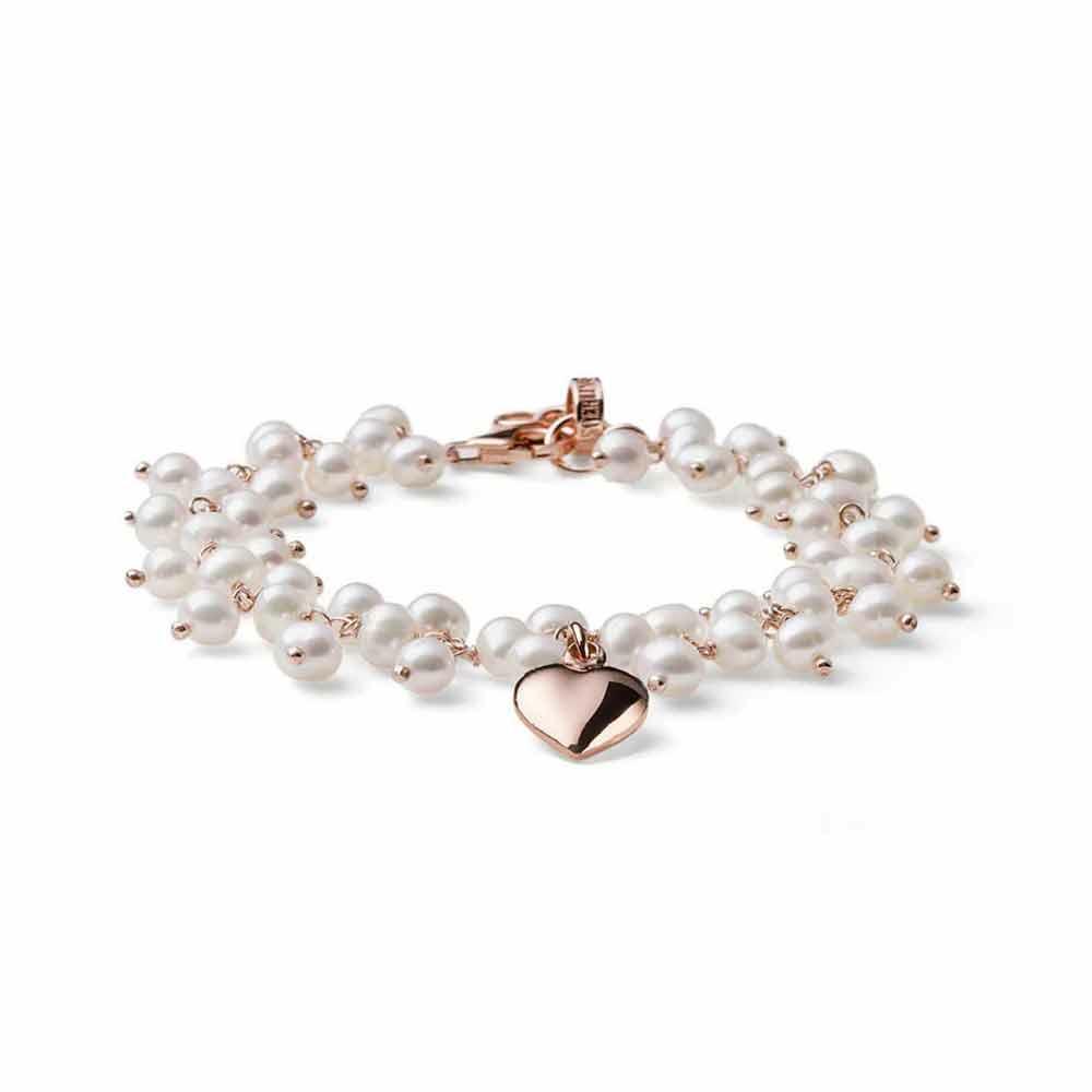 Enjoy women's bracelet in pink silver, pearls and heart 16+3 cm - MARIA CRISTINA STERLING