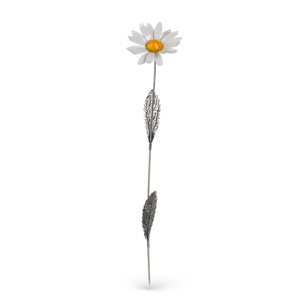 Daisy ornament in sterling silver and enamel - SATURNO