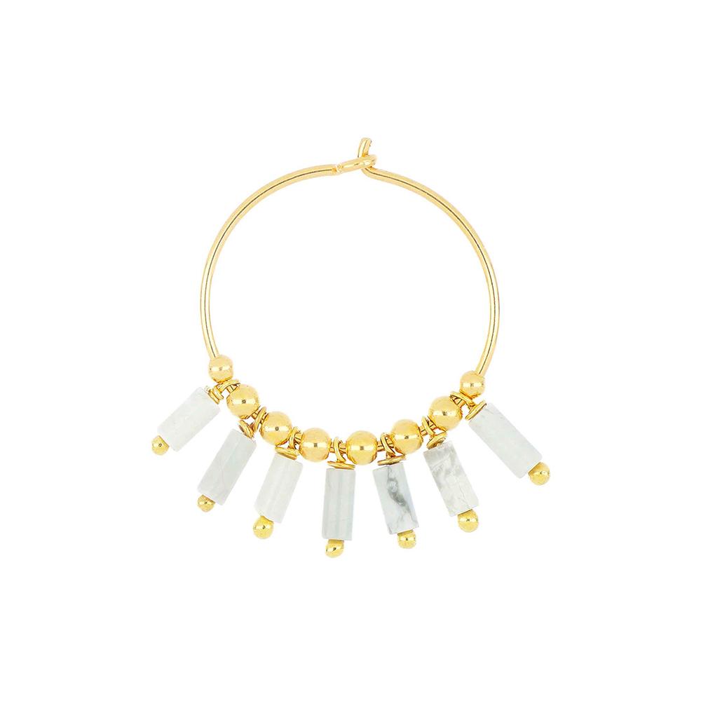 Mia Africa White Aulite Medium Hoop Earring - MAMAN ET SOPHIE