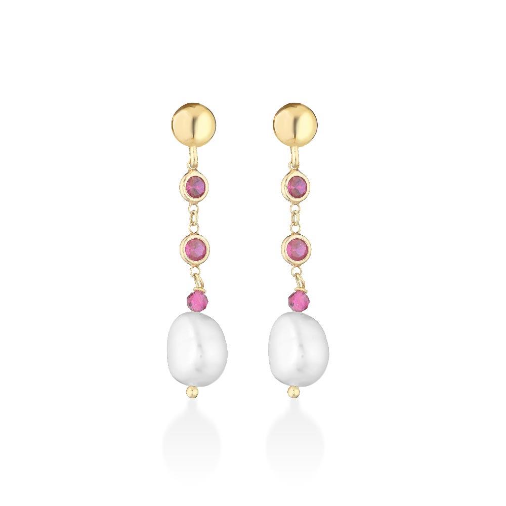 Glamor Earrings LGEA514.2 Silver Pearls Colored Gems - GLAMOUR